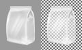 Transparent plastic or paper washing powder packaging. Sachet for bread, coffee, sweets, cookies and gift
