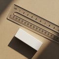 A transparent plastic ruler with centimeter markings and a white rectangular eraser are placed on a Royalty Free Stock Photo