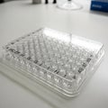 A transparent plastic 96 well microplate used for laboratory experiments Royalty Free Stock Photo