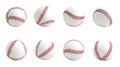 Collection of white baseballs with red stitching Royalty Free Stock Photo