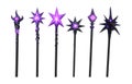 Transparent or PNG Image of Fantasy Magic Wands with Glowing Purple Elements Royalty Free Stock Photo