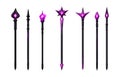 Transparent or PNG Image of Fantasy Magic Wands with Glowing Purple Elements Royalty Free Stock Photo