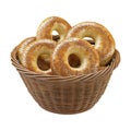 Transparent or PNG Image of Sesame Seed Bagel Basket Royalty Free Stock Photo