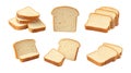 Various arrangements of white bread slices on a white surface Royalty Free Stock Photo