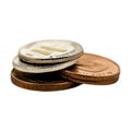Transparent or PNG Image of Stack of Coins Royalty Free Stock Photo