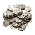 Transparent or PNG Image of Stack of Silver Coins Royalty Free Stock Photo