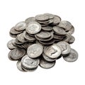 Transparent or PNG Image of Stack of Silver Coins Royalty Free Stock Photo