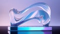 Transparent podium with glass wavy background for your product display.