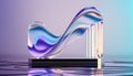 Transparent podium with glass wavy background for your product display.