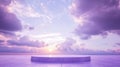 Transparent podium with purple cloudy sky gradient background minimal concept Royalty Free Stock Photo