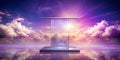 Transparent podium with purple gradient sky Royalty Free Stock Photo