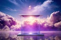 Transparent podium with purple gradient sky Royalty Free Stock Photo