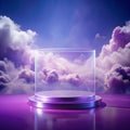 Transparent podium with purple gradient sky Royalty Free Stock Photo