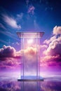 Transparent podium with purple gradient sky Royalty Free Stock Photo