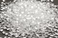 Transparent Polyethylene granules on dark .HDPE Plastic pellets.  Plastic Raw material . IDPE Royalty Free Stock Photo