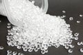 Transparent Polyethylene granules. HDPE.Plastic pellets. Plastic Raw material Royalty Free Stock Photo