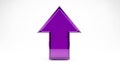 Transparent purple arrow pointing upwards with a glossy, reflective surface. The Royalty Free Stock Photo