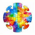 Transparent puzzle vector art on white background