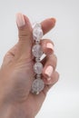 Transparent quartz and silver crystal balls bracelet Royalty Free Stock Photo