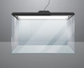 Transparent realistic glass cube or aquarium with lighting. Royalty Free Stock Photo