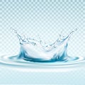 Transparent realistic water splash. Vector illustration Royalty Free Stock Photo