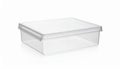 Transparent Rectangular Box With Lid on White Background Studio Shot Royalty Free Stock Photo