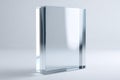 Clear glass block with sharp edges and reflections on a clean white background Royalty Free Stock Photo