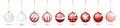 Transparent and Red Christmas ball set with snow effect set. Xmas glass ball on white background. Holiday decoration