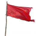 Transparent Red Flag Waving in Wind on Black Background - Symbol of Warning, Danger, and Emergency Royalty Free Stock Photo