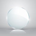 Transparent round glass banner on grey background