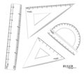 Transparent Rulers set Vector realistic. Drawing set isolated on white. Metric measures imperials Royalty Free Stock Photo