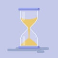 Transparent sandglass icon on blue background.Sandclock vector illustartion. Time hourglass in flat style Royalty Free Stock Photo