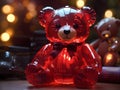 Transparent Scarlet Snuggles: Red Glow Teddy Delight