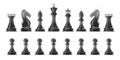 Transparent set of icons chess, isolated on white background, intelligent game, 3d rendering Royalty Free Stock Photo