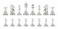 Transparent set of icons chess, isolated on white background, intelligent game, 3d rendering Royalty Free Stock Photo