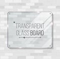 Transparent Glass Board Vector. Decorative Graphic Design Element. Plastic Or Glass Frame Template. Illustration