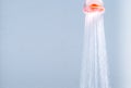 Transparent shower looks like made of glass or clear plastic, and water is flowing down. Royalty Free Stock Photo