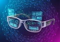 Transparent smart glasses with digital displays over each lens, Royalty Free Stock Photo