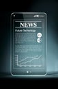 Transparent smartphone with hot news on screen Royalty Free Stock Photo