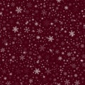 Transparent snowflakes pattern on wine red. Royalty Free Stock Photo