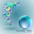 Transparent soap bubble on gray background