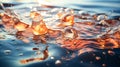 Transparent soap bubbles on the clear blue water of the sea or other body of water Royalty Free Stock Photo