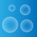 Transparent soap bubbles on fading blue, vector illustration