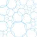 Transparent blue soap bubbles backdrop, vector illustration