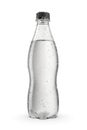 Transparent soft drink soda bottle without label with water condensation and ice crystals. Isolated on a white Royalty Free Stock Photo