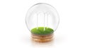 Transparent sphere ball with ecology-friendly windmills inside. 3D rendering.