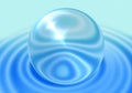 Transparent sphere on ripple background