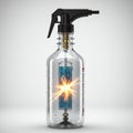 Transparent spray bottle with a black trigger spray head, containing an inner Royalty Free Stock Photo