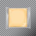 Transparent square package with for cheese, snacks, food