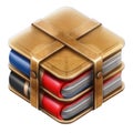 Transparent Stack of Books Icon, 3D Render, Leather, Bound, Library, Knowledge, Education, Information, Bookshelf, Royalty Free Stock Photo